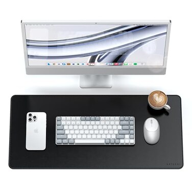 Satechi Vegan Leather Desk Mat Large Mouse Pad Scratch and Water Resistant Easy to Clean Desk Pad for Office and Home 268 x 124 x 01 Black