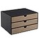 RHCSZ Fashion Multicolor Collocation Leather Desk Organizer File Cabinet Executive Office Supplies Desktop Filing A4 Contract Document Stackable Storage Box with 3 Drawers Black