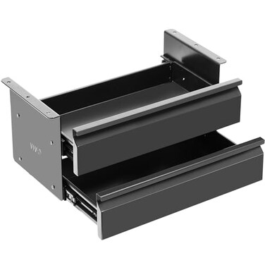VIVO 16 inch Slide Out Dual Tier Desk Drawer Under Desk 2 Layer Storage Black DESKDR02