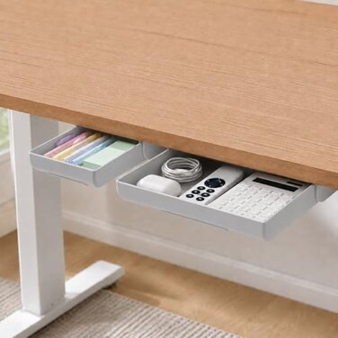 YOOUSOO Desk Drawer Attachment 2 Pack Pencil Organizer Hidden Desk Organizer Under Desk Organizer Adhesive Pen Holder Desk Accessories Workspace Organizers Pen Drawers Drawer Tray Storage Desktop