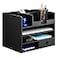 Navaris Bamboo Desk Organizer Desktop Table Storage Drawers and Compartments for Organizing Stationery Documents Files Office Accessories Black