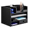 Navaris Bamboo Desk Organizer Desktop Table Storage Drawers and Compartments for Organizing Stationery Documents Files Office Accessories Black