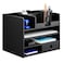 Navaris Bamboo Desk Organizer Desktop Table Storage Drawers and Compartments for Organizing Stationery Documents Files Office Accessories Black