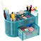 EasyPAG Mesh Pen Holder Desk Organizer with Drawer Stationery Supplies Organizer for Dorm School 9 Compartments Workspace Desk Accessories Organization for Office Blue