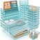 WOWBOX 25 PCS Plastic Drawer Organizer Set 4 Sizes Desk Drawer Divider Organizers and Storage Bins for Makeup Jewelry Gadgets for Kitchen Bedroom Bathroom Office Sea Blue