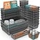 WOWBOX 25 PCS Plastic Drawer Organizer Set Desk Drawer Divider Organizers and Storage Bins for Makeup Jewelry Gadgets for Kitchen Bedroom Bathroom Office Black
