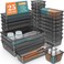 WOWBOX 25 PCS Plastic Drawer Organizer Set Desk Drawer Divider Organizers and Storage Bins for Makeup Jewelry Gadgets for Kitchen Bedroom Bathroom Office Black