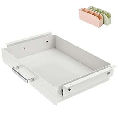 Gome Under Desk PullOut Drawer Storage Organizer Office Mounted Easy SlideOut Pencil Drawer for Saving Space Ideal for SitStand Workstation