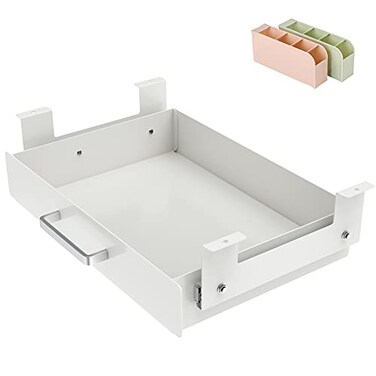 Gome Under Desk PullOut Drawer Storage Organizer Office Mounted Easy SlideOut Pencil Drawer for Saving Space Ideal for SitStand Workstation For 12 Support Bar Under Desk