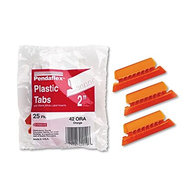 Pendaflex Hanging Folder Tabs 2 Clear Orange 25 Tabs and Inserts per Pack 42 ORA