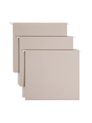 Smead TUFF Extra Capacity Box Bottom Hanging Folder 13Cut Easy Slide Tab Steel Gray 18 per Box 3 Expansion Letter