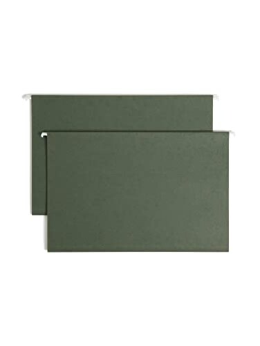 Smead Hanging File Folder with Tab 13Cut Adjustable Tab Legal Size Standard Green 25 per Box 1Inch Expansion Legal