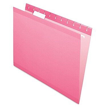 Pendaflex Reinforced Hanging File Folders Letter Size Pink 15 Cut 25BX 4152 15 PIN