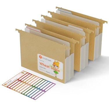 EcoStash Extra Capacity Hanging File Folders 315 Reinforced Wheat Straw Expanding Hanging Folder Letter Size Heavy Duty for Filing Cabinets File Organizer for Office HomeWheat Yellow3 Pcs