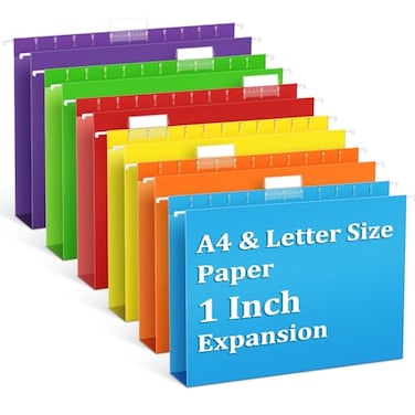 V-Opitos VOpitos 6 Pack 1 Inch Expansion Hanging File Folders Letter Size Hanging Folders with 15Cut Adjustable Tab Extra Capacity Hanging File Folders Ideal School Classroom Office Supplies