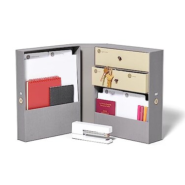 Savor AllinOne Desk Organizer Slate Gray Keep Desk Office and Home Organized AllInOne Storage System for Important Files Documents Stationery and Office Supplies
