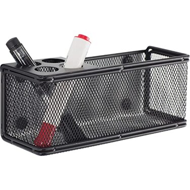 Safco Onyx Mesh Marker Organizer Basket Steel Mesh with Durable Powder Coat Finish 8W x 325D x 3H Magnetic Back Includes Wall Mounting Hardware Perfect for Office Classrooms
