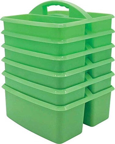 Teacher Created Resources Mint Portable Plastic Storage Caddy 6Pack for Classrooms Kids Room and Office Organization 3 Compartment