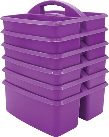 Teacher Created Resources Purple Portable Plastic Storage Caddy 6Pack for Classrooms Kids Room and Office Organization 3 Compartment