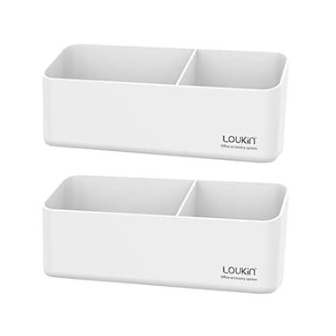 loukin Magnetic and Adhesive Marker Holder Dry Erase Accessory Tray Magnetic Storage Organizer for Whiteboard Glass or Refrigerators 2 PackWhite