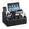 MEIBOOCH PU Leather Desk Organizer Luxury Remote Control Holder for Home Office Desk Accessories Table Caddy Bedside Nightstand Organizer Black