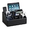 MEIBOOCH PU Leather Desk Organizer Luxury Remote Control Holder for Home Office Desk Accessories Table Caddy Bedside Nightstand Organizer Black