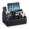 MEIBOOCH PU Leather Desk Organizer Luxury Remote Control Holder for Home Office Desk Accessories Table Caddy Bedside Nightstand Organizer Black