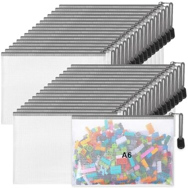 Jetec 32 Pcs Mesh Zipper Bags Toy Storage Bikini Organizer Bag Bolsas Para Guardar Trajes De Bano Waterproof Zipper Reusable Pouch Puzzle Multipurpose for Storage OfficeGrey75 x 5 Inch