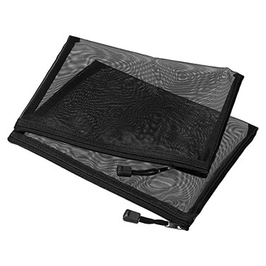 MECCANIXITY Mesh Zipper Bags A5 Nylon Zip Pouch Pencil Case Storage Pockets for Travel Office Accessories Black Pack of 6