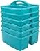 Teacher Created Resources Teal Portable Plastic Storage Caddy 6Pack for Classrooms Kids Room and Office Organization 3 Compartment
