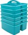 Teacher Created Resources Teal Portable Plastic Storage Caddy 6Pack for Classrooms Kids Room and Office Organization 3 Compartment