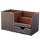 KINGFOM Desk Organizer Office Supplies Caddy Pu Leather Multifunction Storage Box PenPencilCell phone Business Name Cards Remote Control Holder with Small Drawer Brown