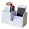 KINGFOM Desk Organizer Office Supplies Caddy Pu Leather Multifunction Storage Box PenPencilCell phone Business Name Cards Remote Control Holder White