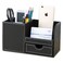 KINGFOM Desk Organizer Office Supplies Caddy Pu Leather Multifunction Storage Box PenPencilCell phone Business Name Cards Remote Control Holder with Small Drawer Black