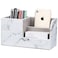 KINGFOM Desk Organizer Office Supplies Caddy Pu Leather Multifunction Storage Box PenPencilCell phone Business Name Cards Remote Control Holder Gray Marble