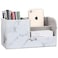 KINGFOM Desk Organizer Office Supplies Caddy Pu Leather Multifunction Storage Box PenPencilCell phone Business Name Cards Remote Control Holder Gray Marble