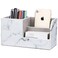 KINGFOM Desk Organizer Office Supplies Caddy Pu Leather Multifunction Storage Box PenPencilCell phone Business Name Cards Remote Control Holder Gray Marble