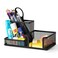 deli Mesh Desk Organizer Office Supplies Caddy with Pencil Holder and Storage Baskets for Desktop Accessories 3 Compartments Black