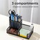 deli Mesh Desk Organizer Office Supplies Caddy with Pencil Holder and Storage Baskets for Desktop Accessories 3 Compartments Black