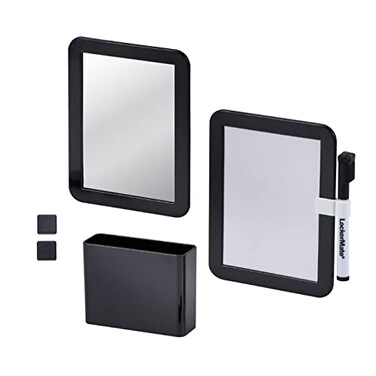 LockerMate 6Piece Locker Organizer Kit Includes Mirror Whiteboard Storage Cup Dry Erase Marker Black