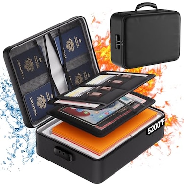 DocSafe 5200F Document Organizer with Lock Upgraded Heat Insulated FireproofWaterResistant Box 8 Layers File Organizer Portable Home Travel Safe Storage for Important Documents and More