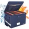 ENGPOW File Box with Lock Fireproof Document Box with ZipperPockets Collapsible File Organizer Filing Storage Cabinet with Handle Portable Home Office Safe for Hanging LetterLegal Folder Blue