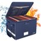 ENGPOW File Box with Lock Fireproof Document Box with ZipperPockets Collapsible File Organizer Filing Storage Cabinet with Handle Portable Home Office Safe for Hanging LetterLegal Folder Blue