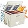 ENGPOW File Box with Lock Fireproof Document Box with Zipper Lid Collapsible File Storage Organizer Filing Cabinet with Handles Portable Home Office Safe for Hanging LetterLegal Folders Beige