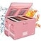 ENGPOW File Box with Lock Fireproof Document Box with ZipperPockets Collapsible File Organizer Filing Storage Cabinet with Handle Portable Home Office Safe for Hanging LetterLegal Folder Pink