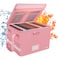 ENGPOW File Box with Lock Fireproof Document Box with ZipperPockets Collapsible File Organizer Filing Storage Cabinet with Handle Portable Home Office Safe for Hanging LetterLegal Folder Pink