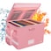 ENGPOW File Box with Lock Fireproof Document Box with ZipperPockets Collapsible File Organizer Filing Storage Cabinet with Handle Portable Home Office Safe for Hanging LetterLegal Folder Pink