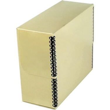 Lineco Archival Document Storage Box with Metal Edge AcidFree Tan Boxboard Organize and Store Files Prints Photos LegalSized Case 155 x 105 x 5 Wide