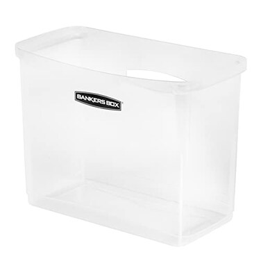 Bankers Box 1 Pack Portable Open Desktop Plastic File Storage Box with Hanging Rails Side Handle Organizer Bin Letter