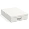 Bigso Box of Sweden Bigso Oskar Fiberboard Label Frame Document Letter Box File Organizer Box for Important Paperwork Durable Document Storage with a Lid Metal Label Window 33 in x 102 in x 138 in Whi